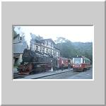 Dampfzug und Triebwagen der HSB in Eisfelder Talm&uuml;hle